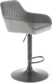 Scaun bar H103, gri - Bluvel 14/negru, stofa catifelata/otel, 55x55x92