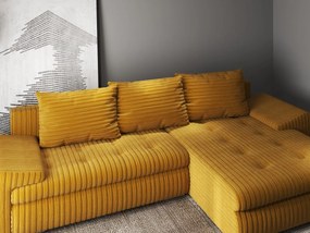 Colțar extensibil dumonde cu ladă de depozitare si sezut confortabil din spuma high-density, Leonardo Ambience Mustar 260x185 cm II