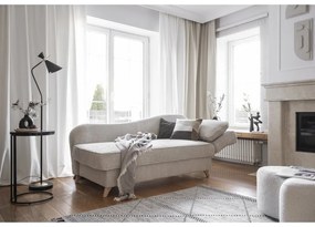 Șezlong bej cu tapițerie din catifea reiată (cu colț pe partea dreaptă) Chic Charlotte – Miuform