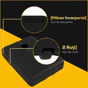 Outsunny Bază pentru Umbrelă din Plastic cu Consolă cu 2 Roți și Mâner, 80x60x19 cm, Negru | Aosom Romania
