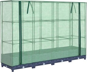 vidaXL Pat de flori înălțat cu prelată de seră, aspect ratan, 160x40x123 cm