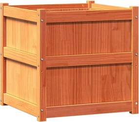 vidaXL Jardinieră de grădină, maro ceruit, 60x60x60 cm, lemn masiv pin