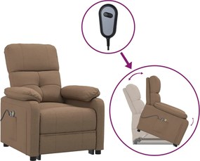 vidaXL Fotoliu de masaj cu ridicare, maro, material textil