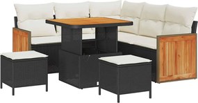 vidaXL Set de canapele pentru grădină cu pernă 8 pcs Negru și Crem