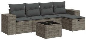 3325676 vidaXL Set mobilier grădină cu perne, 6 piese, gri, poliratan