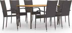 vidaXL Set mobilier de grădină, 7 piese, maro, poliratan