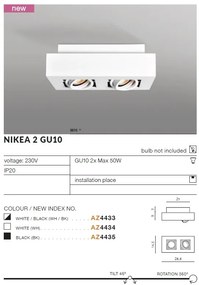 Spot aplicat directionabil de tavan/plafon NIKEA 2 GU10 alb/negru