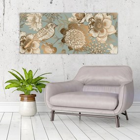 Tablou - Grădină cu o pasăre (120x50 cm)