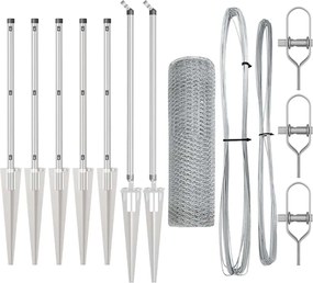 vidaXL Stâlp de gard. Argintiu 10 x 0,4 m (plasă de 13 mm) Oțel