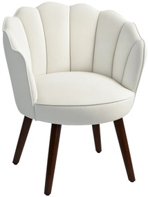 HOMCOM Scaun tip Scoica Scaun de Living Dormitor cu Spatar si Perne Aspect Catifea Picioare din Lemn de Caučiuc, Crem | Aosom Romania