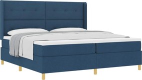 vidaXL Pat cu arcuri cu saltea albastru 200 x 200 cm țesătură