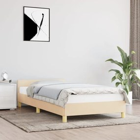 Cadru de pat cu tablie, crem, 90x190 cm, textil Crem, 90 x 190 cm