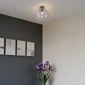 Plafonieră Art Deco aurie cu sticlă curcubeu - Sandra