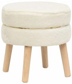340278 vidaXL Taburet rotund, alb, pluş