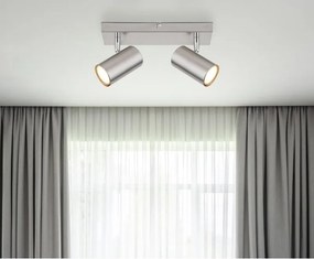 Aplica de perete / tavan cu 2 spoturi directionabile design modern ROBBY nickel mat