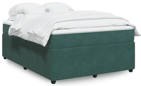 vidaXL Pat box spring cu saltea, verde închis, 140x200 cm, catifea