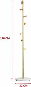 Cuier din metal ,culoare gold-alb,170x32 cm