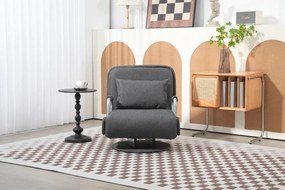 RESIGILAT- Fotoliu tip canapea extensibilă, pivotant, cu pernă, textil, Gri