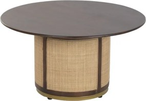 Masuta de cafea din lemn de mango si fibre naturale, 85X85X47 cm, "Rotto".