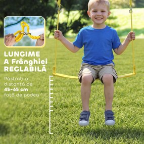AIYAPLAY Set de Leagăne pentru Copii cu Două Tipuri de Leagăne, Loc de Joacă Exterior cu Corzi Reglabile, Structură din Metal pentru Vârsta 3-8 Ani, Capacitate 150kg, Multicolor | Aosom Romania