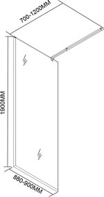 Cabină de duș River walk-in 90x190 cm neagră