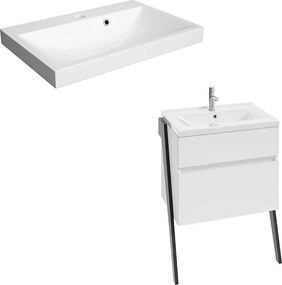 Set dulap baza suspendat Defra Op-Arty alb cu lavoar compozit Olex 60