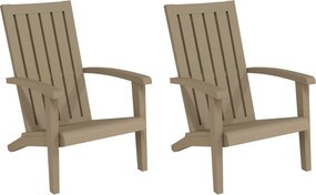 vidaXL Scaune Adirondack de grădină, maro deschis, polipropilenă