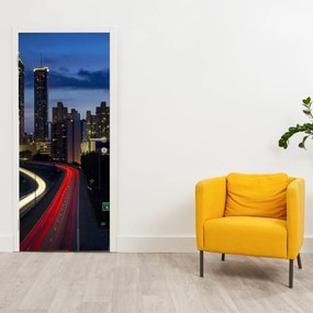 Fototapet pentru ușă - Oraș noaptea (95x205cm)