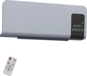 HOMCOM Ventilator Termic de Perete cu Temporizator 12h și 2 Moduri Gri | Aosom Romania