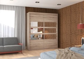 Dulap cu usi glisante si oglinda 180x215 cm, Toledo, ADRK Furniture (Culoare: Ciocolata)