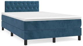 vidaXL Pat box spring cu saltea/LED albastru închis 120x190cm catifea