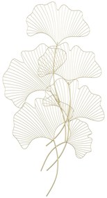 HOMCOM Decor de perete metalic 3D, frunze de ginkgo, auriu 51 x 94,5 cm | AOSOM RO
