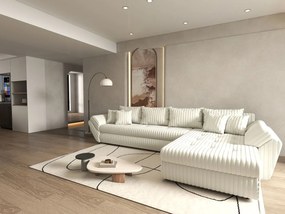 Colțar extensibil dumonde cu ladă de depozitare si sezut confortabil din spuma high-density, Loana XL Ambience Ivory II 335x185 cm