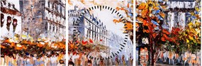 Tablou - Viața în oraș (cu ceas) (90x30 cm)