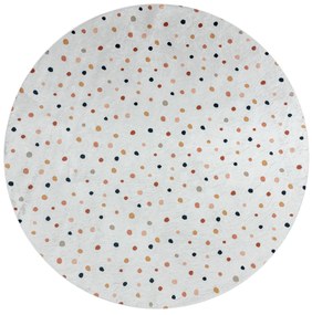 BAMBINO 47890 rotund covor lavabil Puncte pentru copii anti-alunecare - alb / maro
