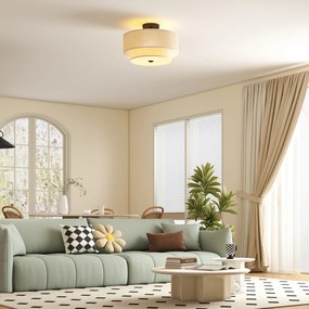 HOMCOM Plafonieră, Pendul decorativ cu două abajuri din pânză, Crem | Aosom Romania