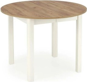 Masa bucatarie rotunda RINGO, stejar/alb, PAL furniruit, 102/142x102x7