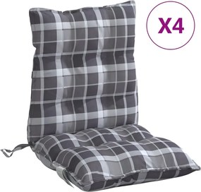 vidaXL Perne scaun cu spătar mic, 4 buc., gri carouri, textil oxford