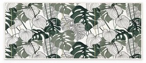 Covor tip traversă alb/verde lavabil 80x200 cm Monstera – Oyo Concept