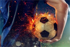 Tablou - Minge de fotbal în flăcări (90x60 cm)