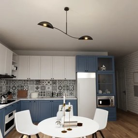 Lustră pe tijă LOTUS 2xE14/10W/230V negru/auriu