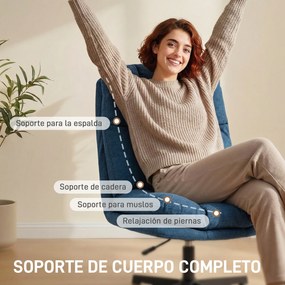 HOMCOM Fotoliu de salon rotativ 360° Înălțime reglabilă Șezut lat Tapițerie din in Bază metalică Albastru închis | Aosom Romania