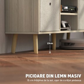 HOMCOM Comodă TV pentru TV de până la 50", cu 2 sertare detașabile și 2 rafturi deschise, 110x29x46,5 cm, aspect lemn și bej | Aosom Romania