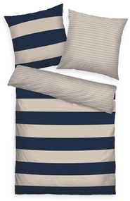 Lenjerie de pat din bumbac Tom Tailor Dark Navy & Sunny Sand, 135 x 200 cm, 80 x 80 cm