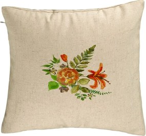 Perna Decorativa, Model Florale, 40x40 cm, Bej, Husa Detasabila, Perna Inclusa, BEKZ®