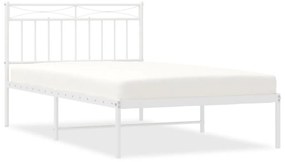373736 vidaXL Cadru de pat din metal cu tăblie, alb, 107x203 cm