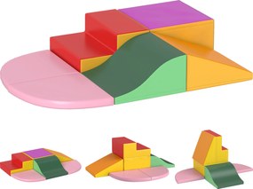 HOMCOM Set de Joacă pentru Copii 1-3 Ani cu 6 Piese de Construcție, 150x100x24 cm, Multicolor | Aosom Romania