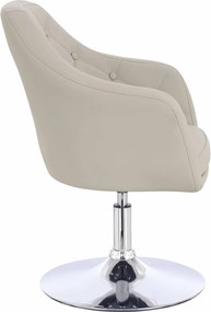 HR831N Scaun Ecru Piele Ecologica Premium Soft cu Bază Cromata