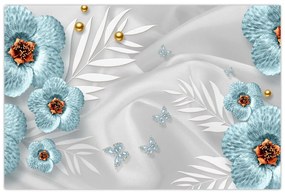 Tablou - 3D Flori albastre (90x60 cm)