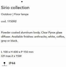 Stalp de iluminat exterior IP44 SIRIO PT2 H60 BIANCO